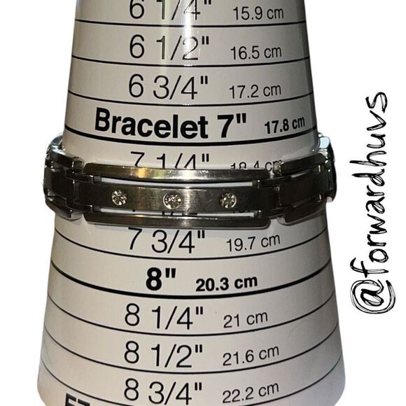 Stainless Steel Men’s 316L Bracelet Marked 10K WGD with 3 Authentic Diamonds - Picture 12 of 14